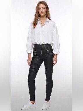 Pretty Little Thing Highrise Black Moto Style Skinny Pants Size Extra Small
